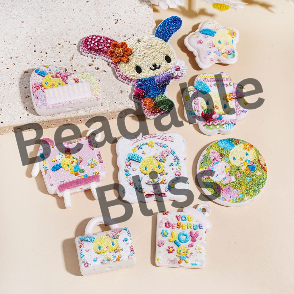 Acrylic Beads and Pendants Sakura Bunny Series, Random Mix