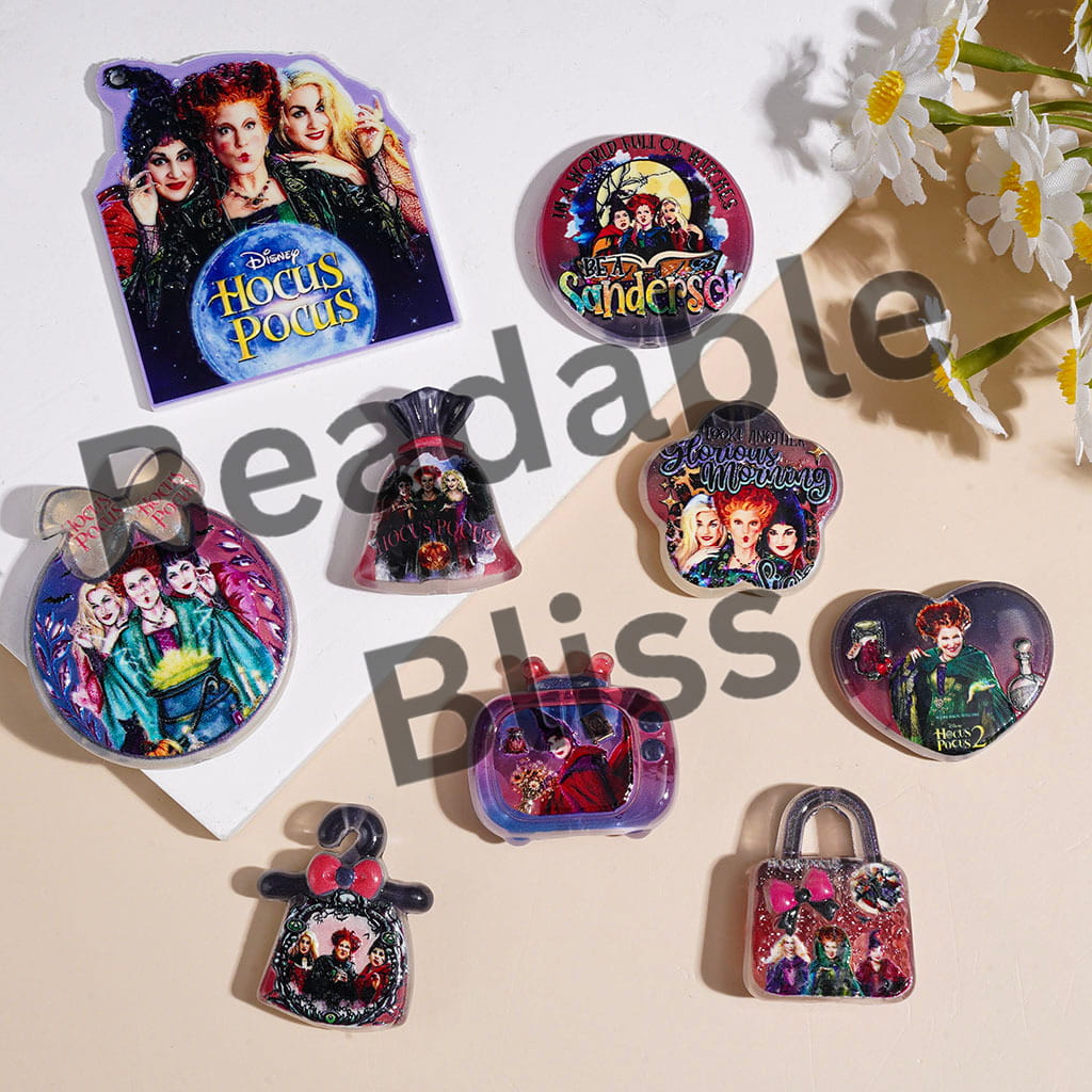 Acrylic Beads for Pendants Halloween Theme Spooky Sister Character Series, Random Mix