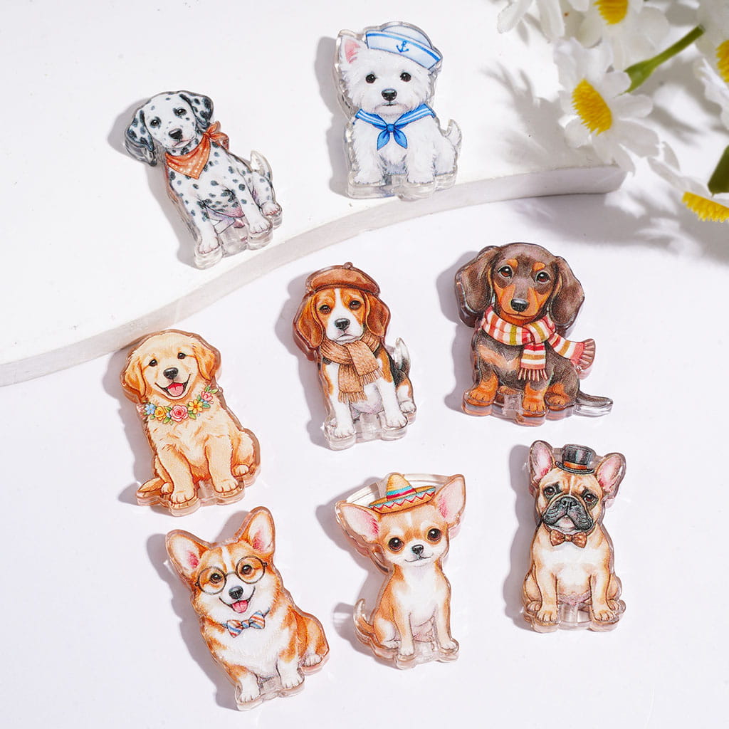 Acrylic Beads Lovely Dog in Various Series, Random Mix