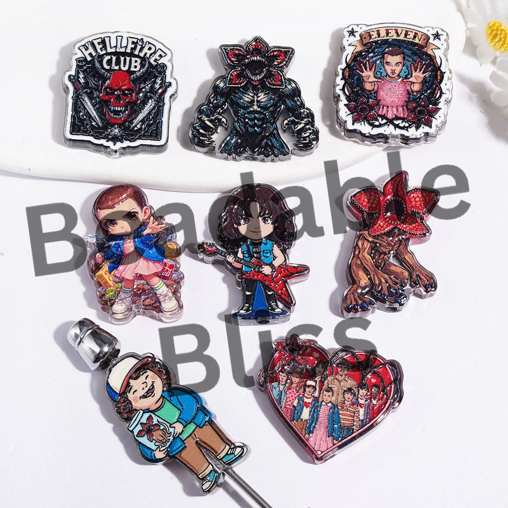Acrylic Beads Strange World Character Series in Horror Style, Random Mix