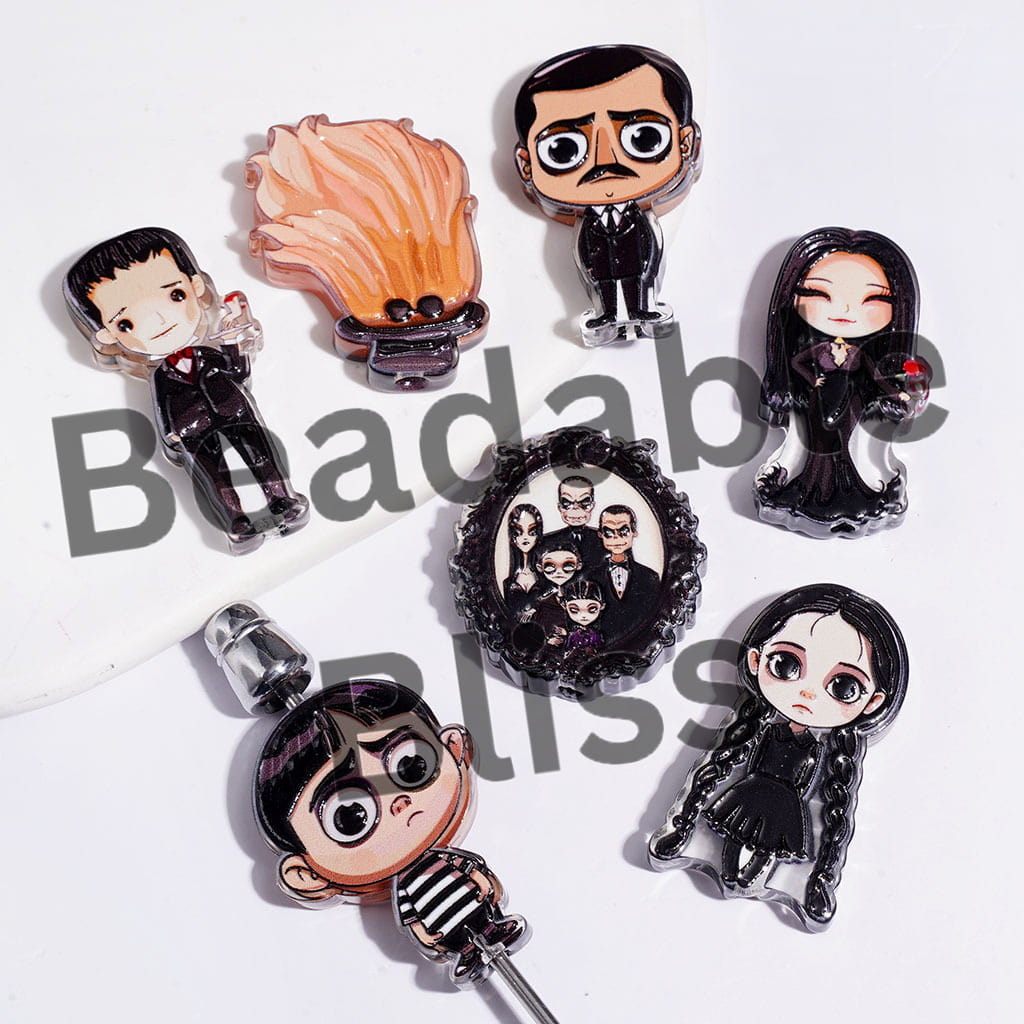 Halloween Family Member Character in Gothic Style Acrylic Beads, Random Mix