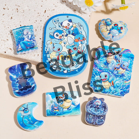 Acrylic Beads and Pendants Small Monster Character Series in Blue, Random Mix