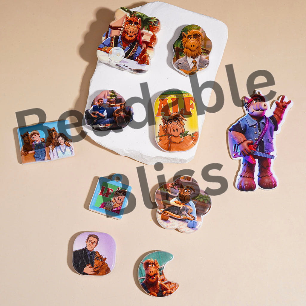 Acrylic Beads and Pendants Alien Pig Creature Character Series, Random Mix