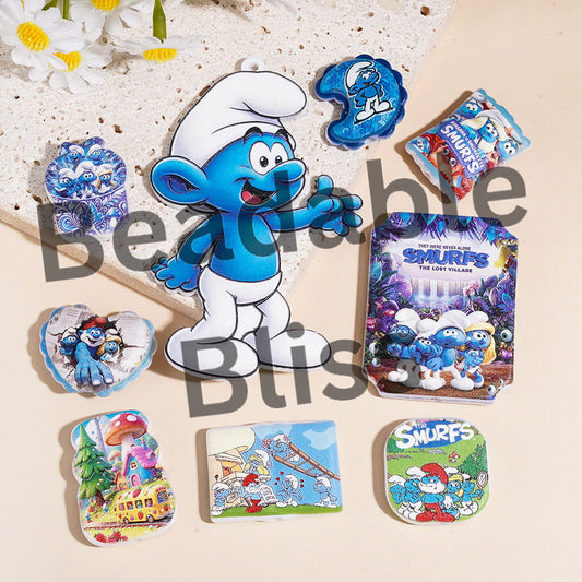 Acrylic Beads and Pendants Friendly Blue Elf Character Series, Random Mix