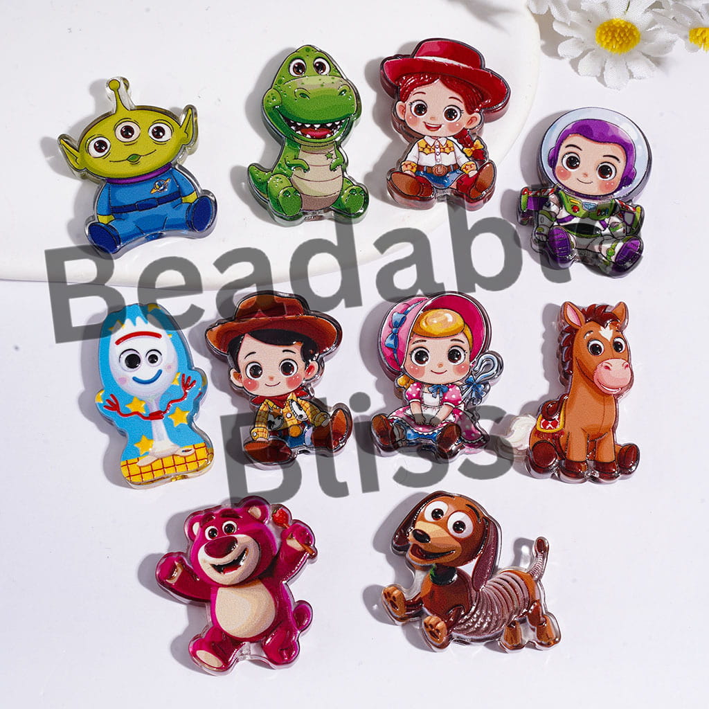 Mini Adventure Toy Character Series Acrylic Beads, Semi-Clear, Random Mix