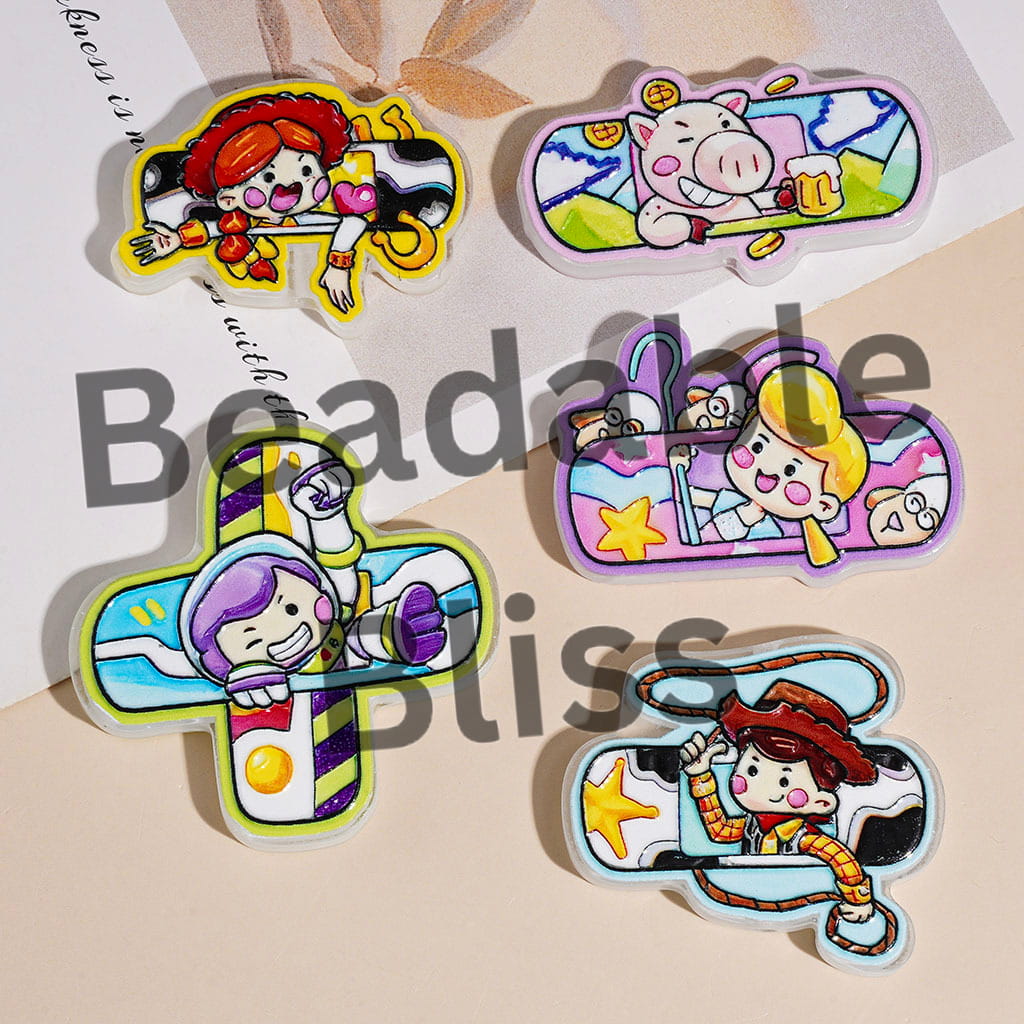 Lively Adventure Toy Character Series Acrylic Beads, Random Mix