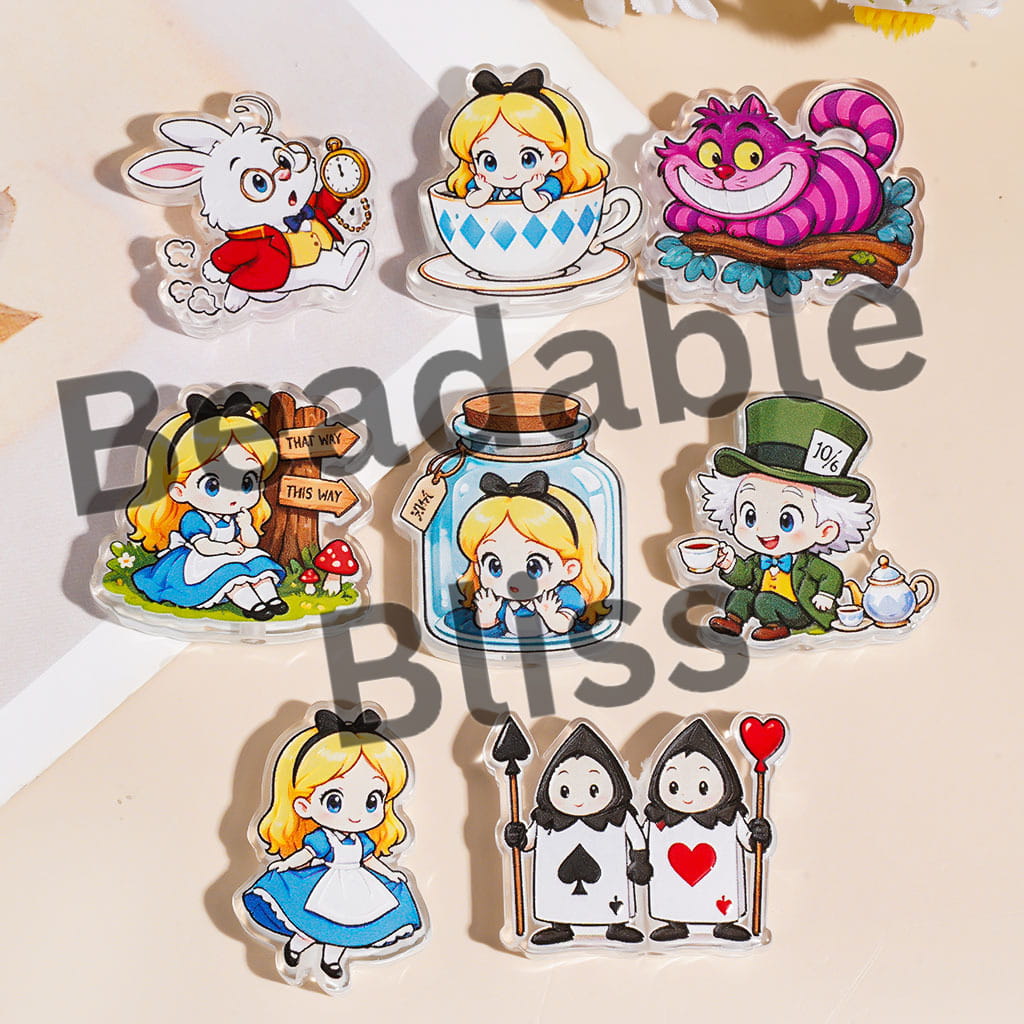 Acrylic Beads Girl Character into Rabbit Hole Fantasy World Series, Random Mix