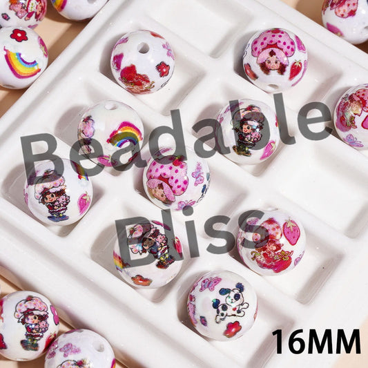 16MM - Rainbow Dog Berry Girl Character Series Acrylic Beads for Bracelets, Random Mix