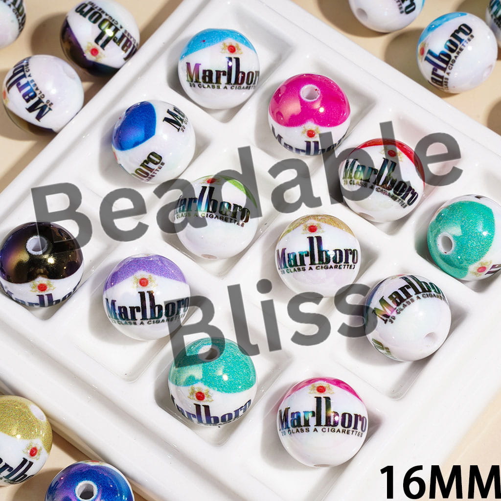 UV-Coated Cigarette in Various Colors Acrylic Beads for Bracelets, 16MM, Random Mix
