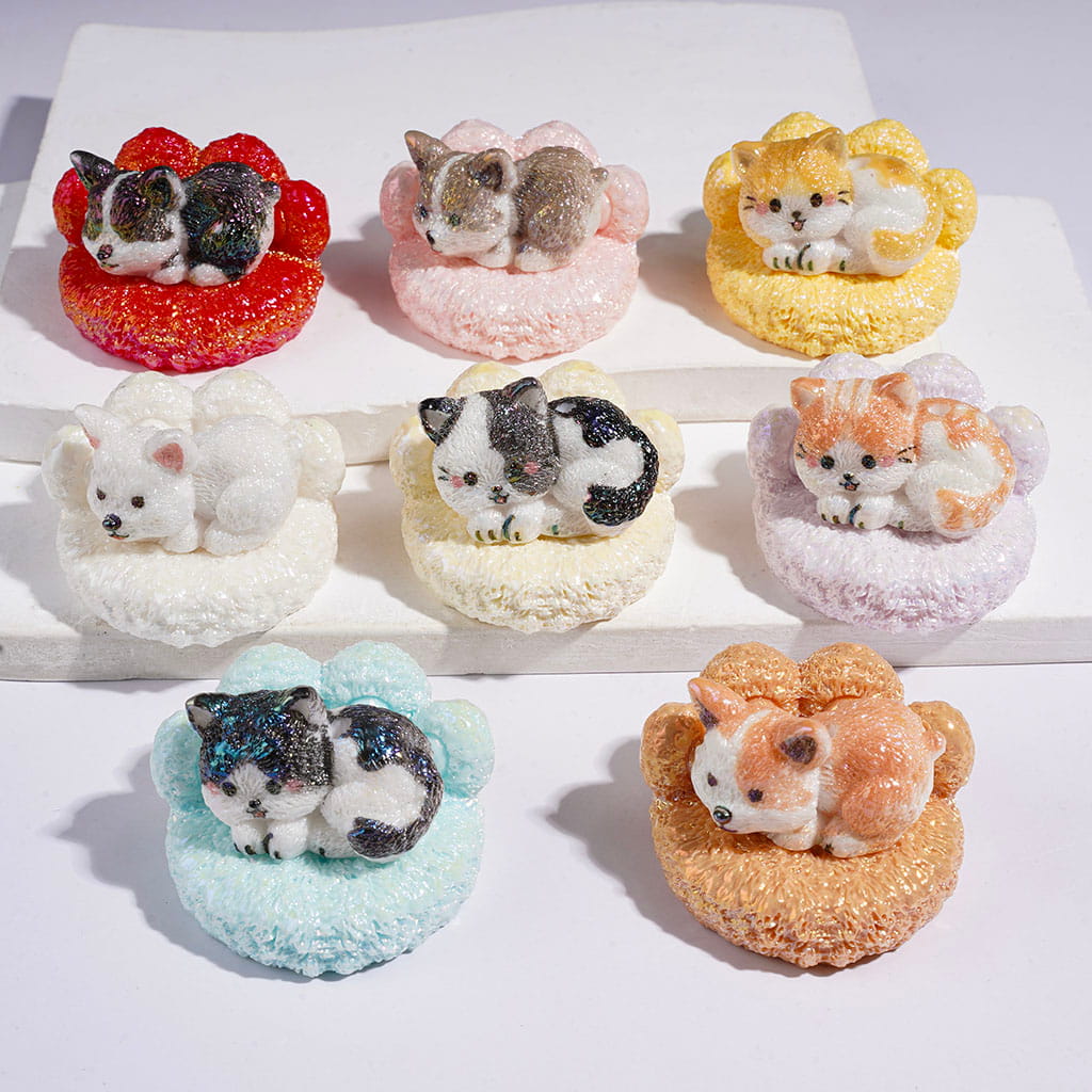 Acrylic Beads Matte Texture UV Coated Pet Cushion & Dog Cat, Random Mix  (Please Read the Description)