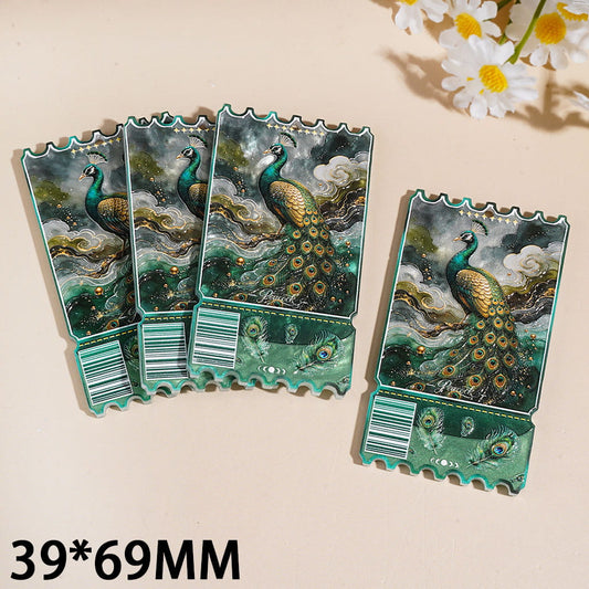 Acrylic Pendants with Peacock Series Stamps, 36*69MM