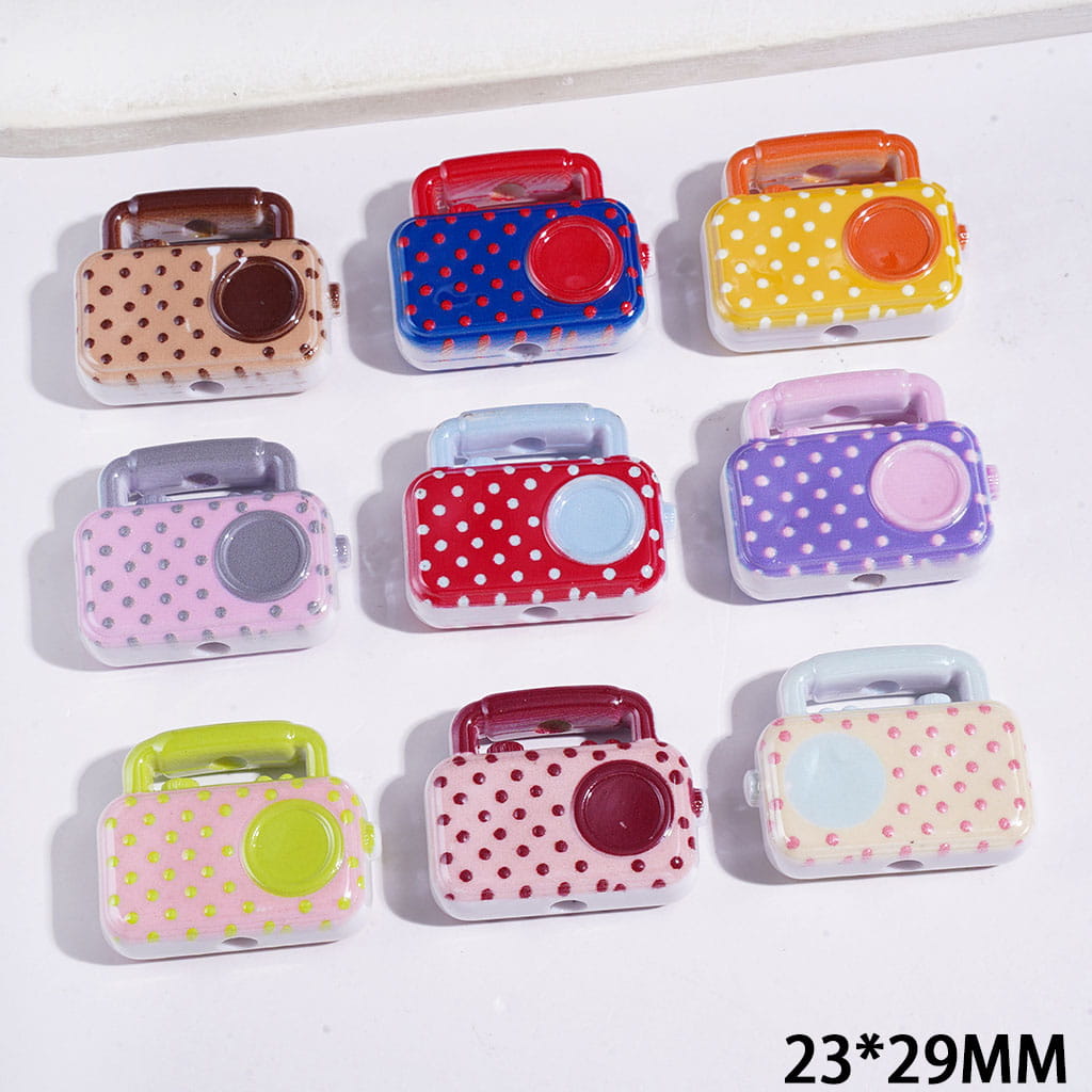 Acrylic Beads Radio Series with Polka Dots, 23*29MM Multi-Color Random Mix