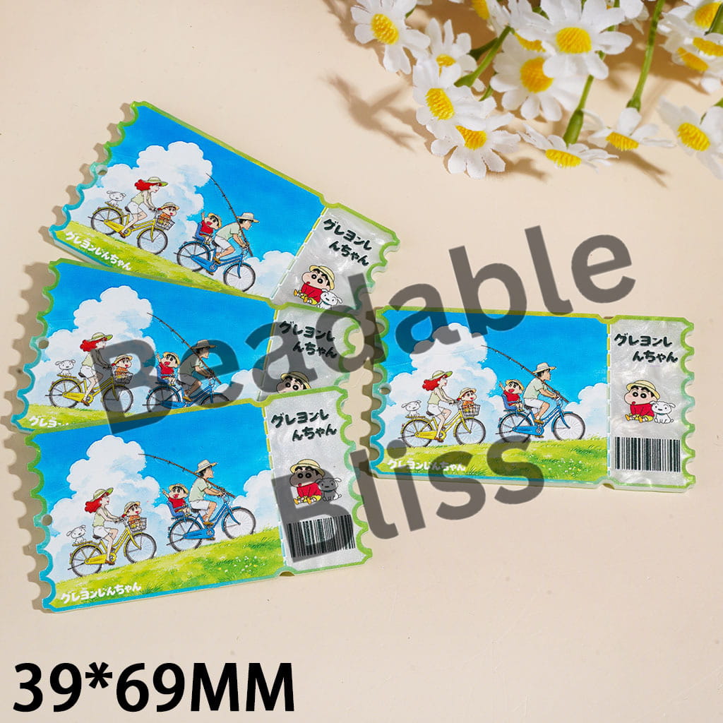 Acrylic Pendant with Japanese Funny Boy Character Stamps, 36*69MM