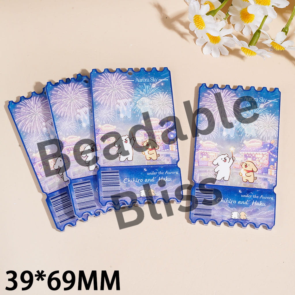 Acrylic Pendants with Fireworks Dog House Stamps, 36*69MM