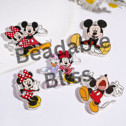 Acrylic Beads with Girl Boy Mouse and Duck Character Series, Random Mix