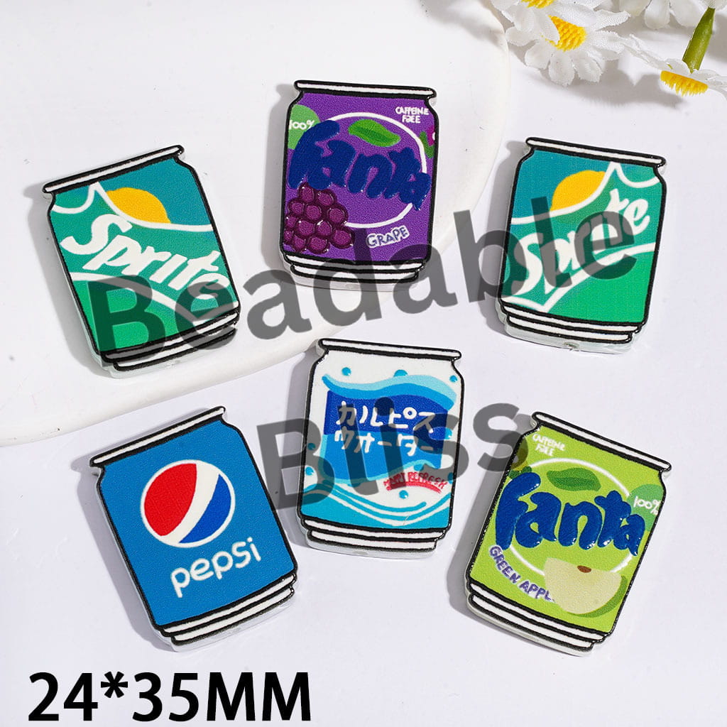Soda Drinking Can Series Acrylic Beads, 24*35MM Random Mix
