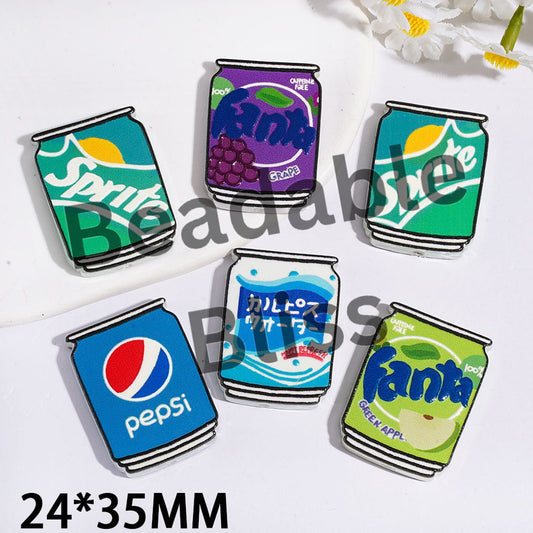 Soda Drinking Can Series Acrylic Beads, 24*35MM Random Mix