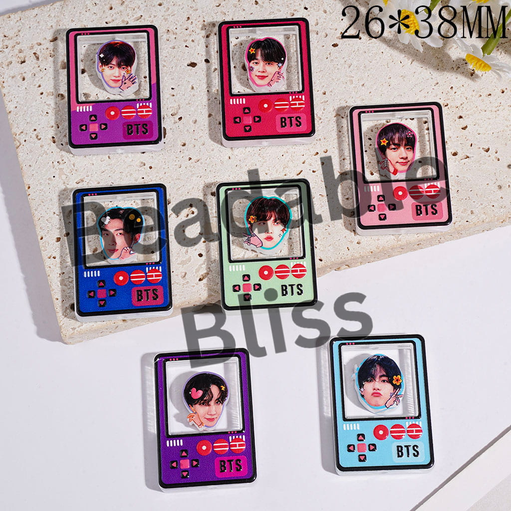Korea Boy Group Portrait Acrylic Beads Game Console Cutout Window, 26*38MM Random Mix (Please Read Description)