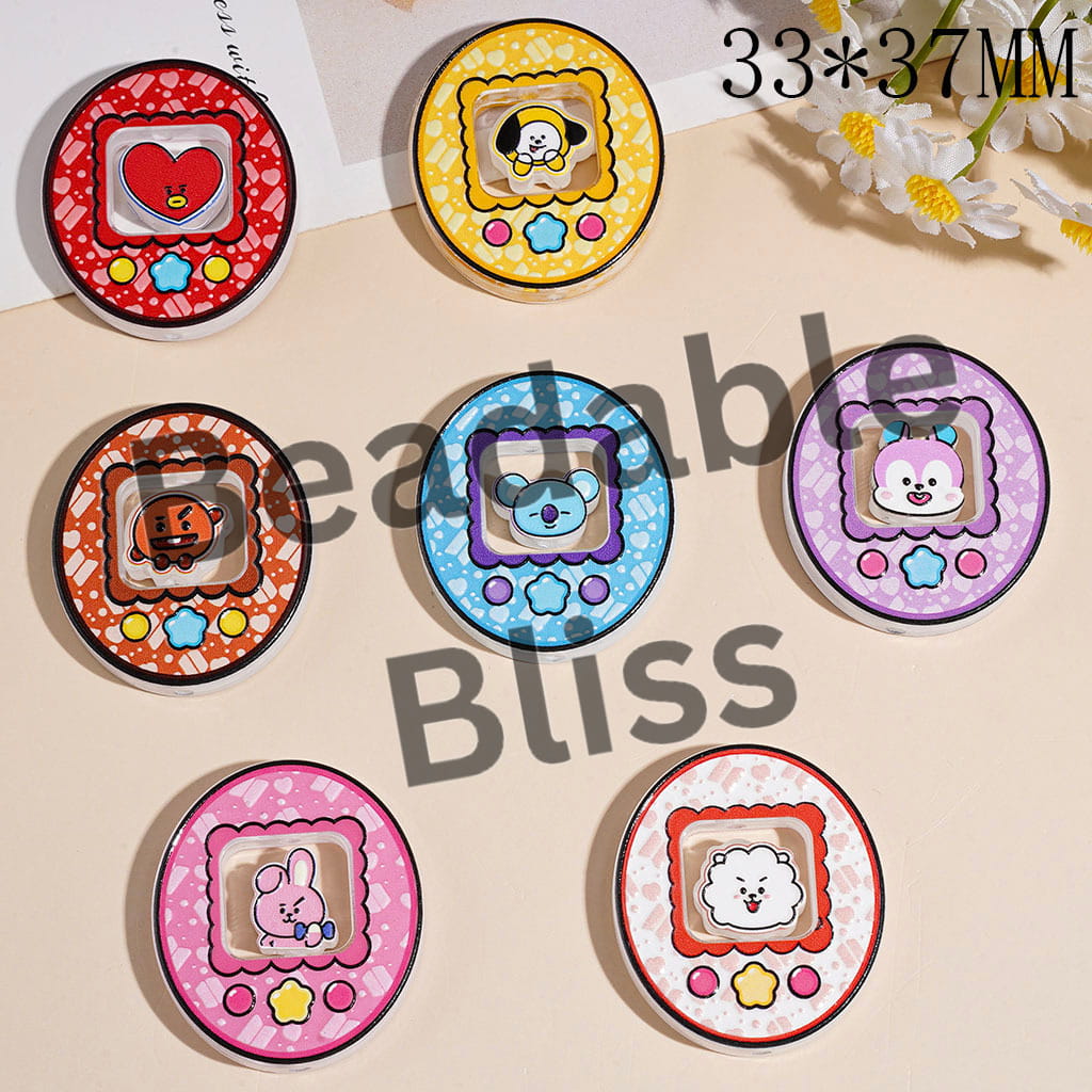 Korean Boy Group Image Series Acrylic Beads Hollowed Oval Pet Feeder, 33*37MM Random Mix (Please Read Description)