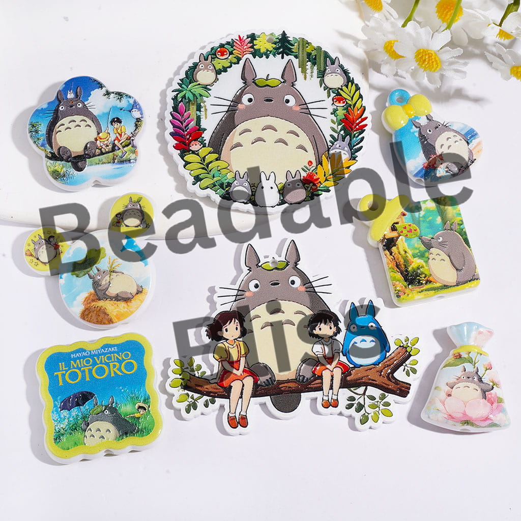 Acrylic Beads and Pendants Japanese Girl and Cute Chinchilla Character Theme, Random Mix