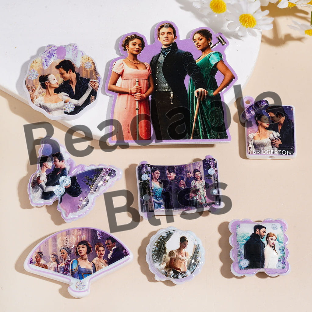 Acrylic Beads and Pendants British Regency Era Romantic Love Serie, Random Mix