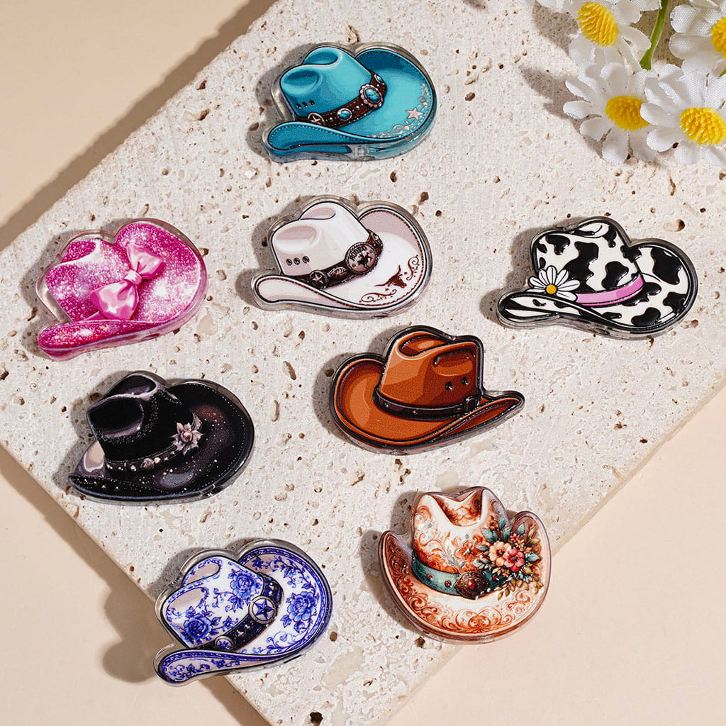 Various Decorative Cowboy Hats Series Acrylic Beads, Semi-Clear, Random Mix Multi-Color