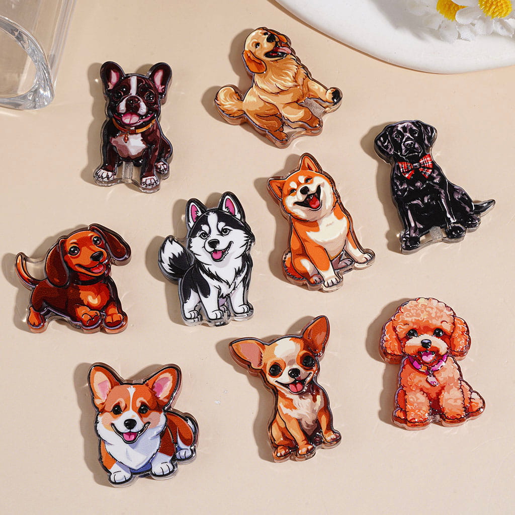 Diverse Kinds Dog Series Acrylic Beads, Semi-Clear, Random Mix Multi-Color