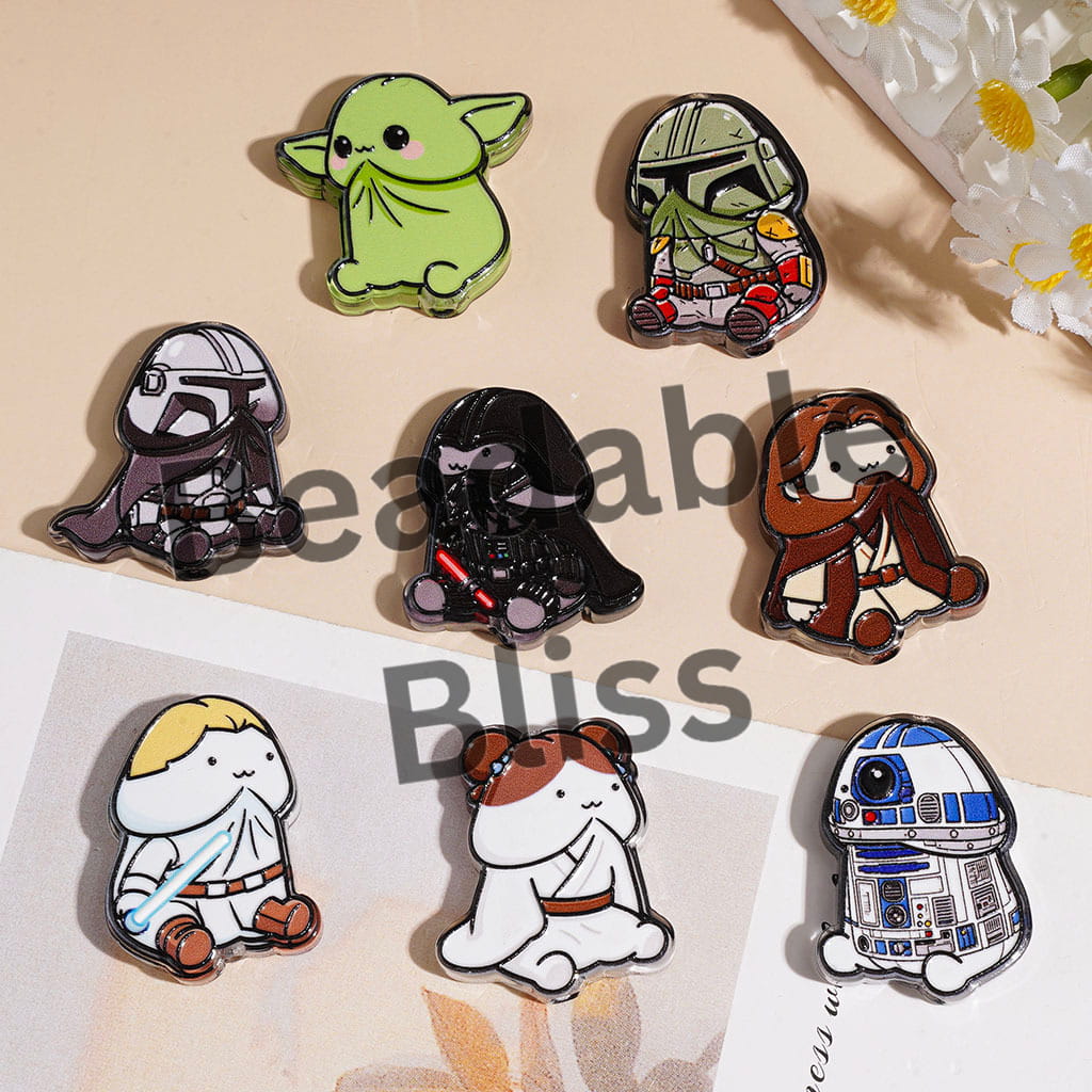 Acrylic Beads with Space Saga Character Series, Random Mix