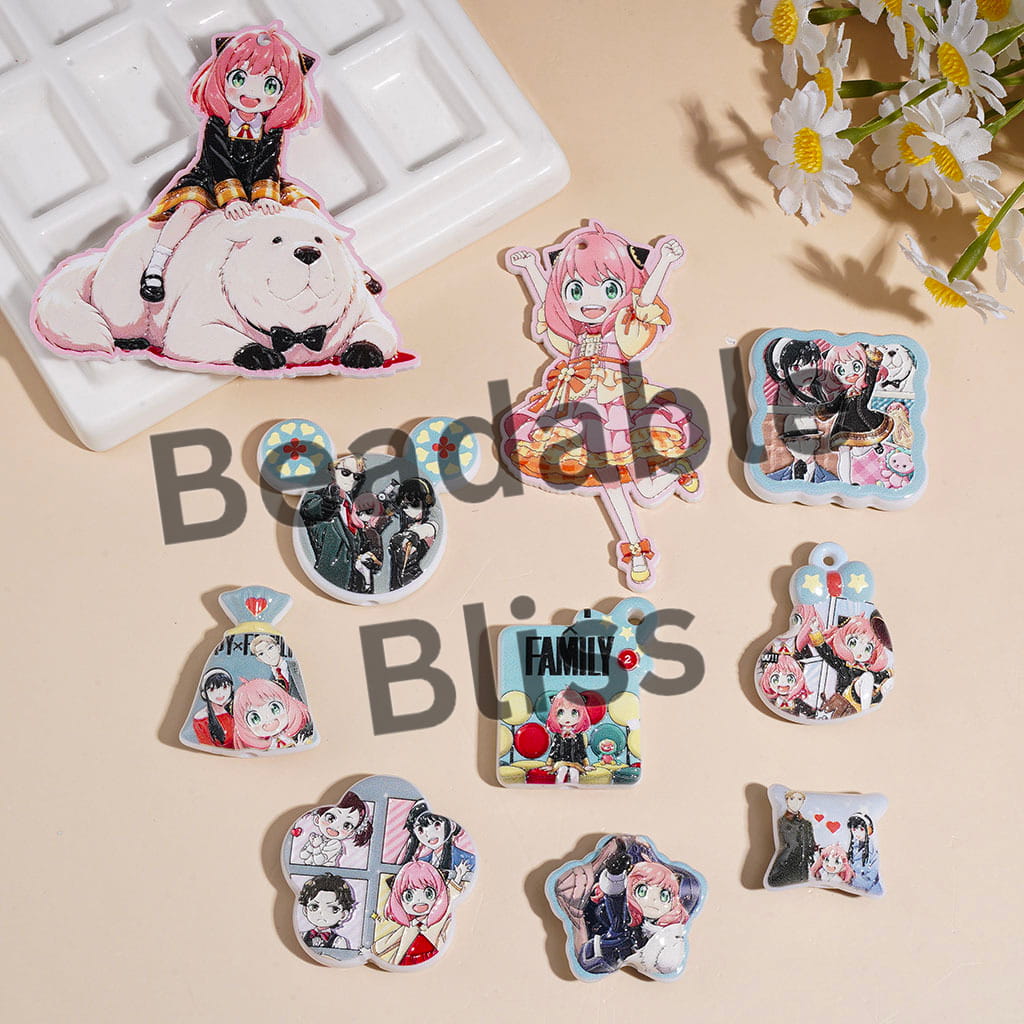 Magical Secret Family Series Acrylic Beads and Pendants, Random Mix