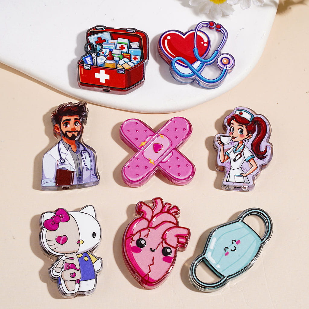 Medical Theme Acrylic Beads for Healthcare Related Object, Random Mix