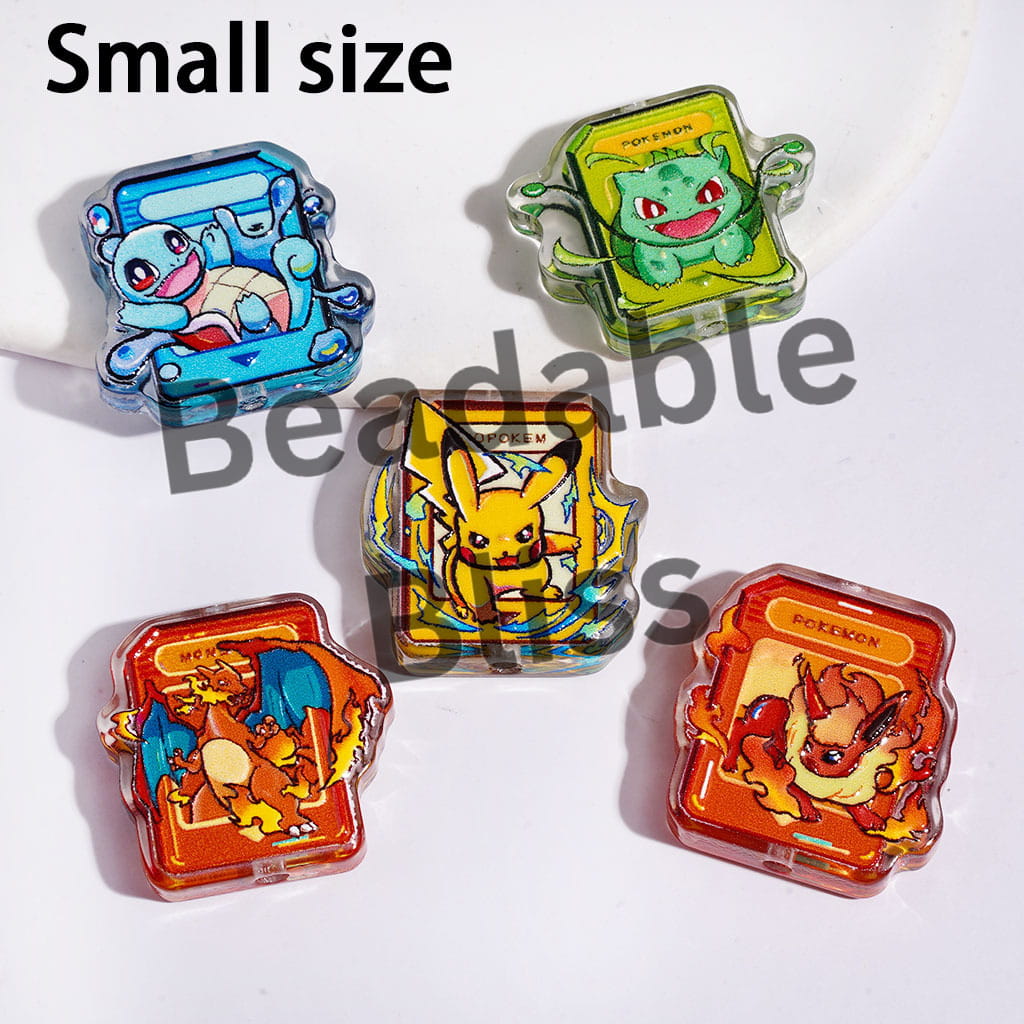 Small Monster Character Series in Yellow Blue Green Orange Acrylic Beads, Small Size Random Mix Multi-Color
