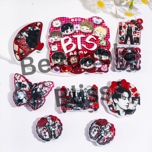 Acrylic Beads and Pendants Korea Boy Group Series, Random Mix