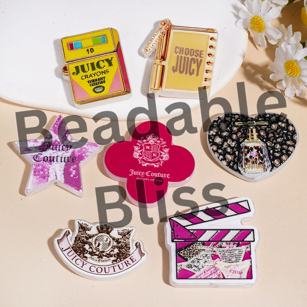 Y2K Vintage Glam Acrylic Beads, Retro Crayon Box Notebook Perfume Clapper Board Series, Random Mix