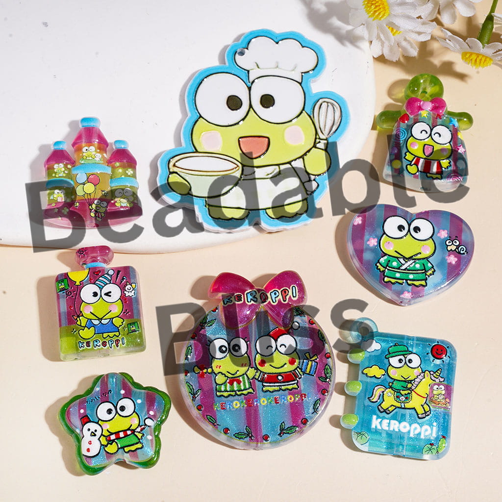 Acrylic Beads and Pendants Big-Eyed Frog Theme, Random Mix