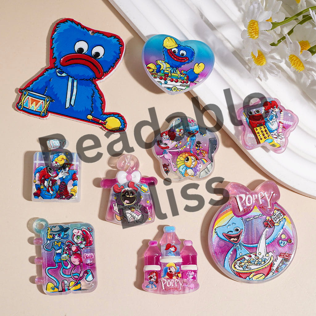 Acrylic Beads and Pendants Villain Doll Character, Random Mix