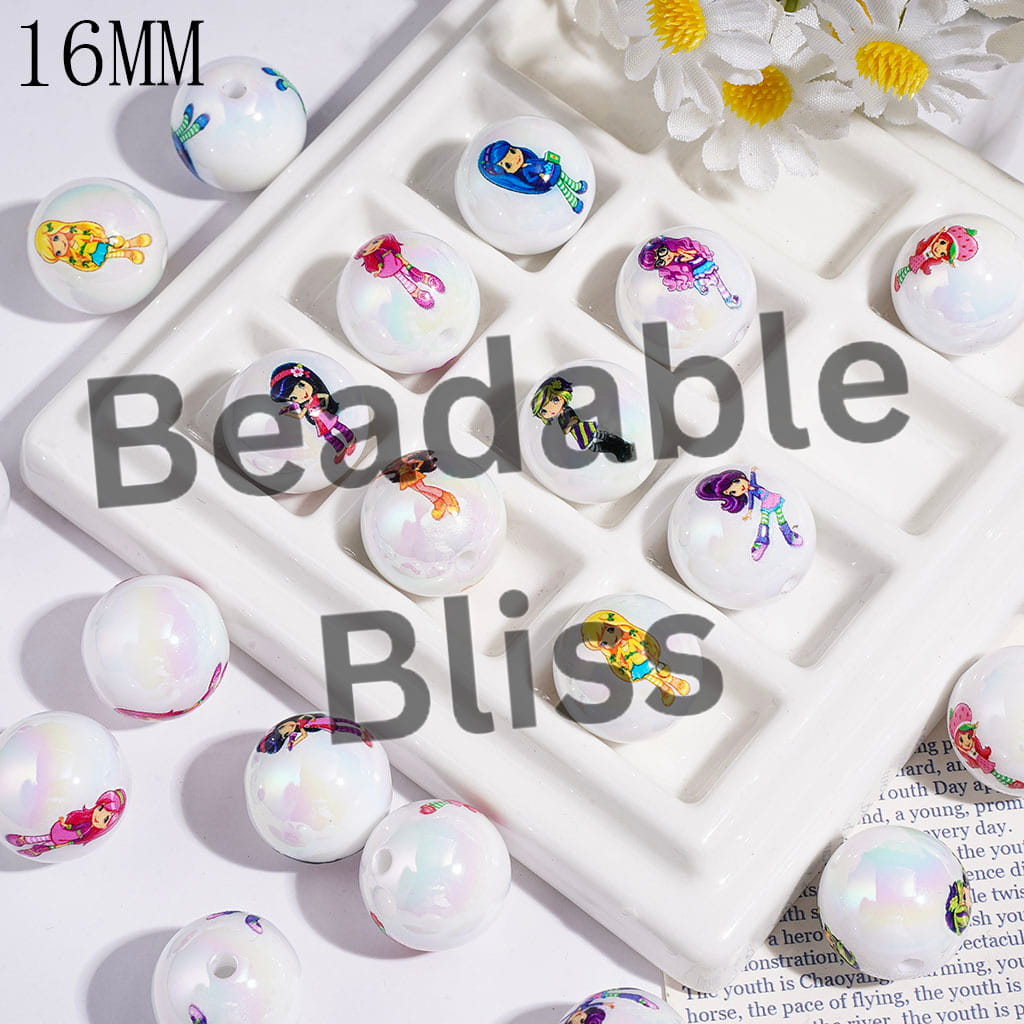 UV-Coated Acrylic Beads for Bracelets Berry Girl Series, 16MM Random Mix