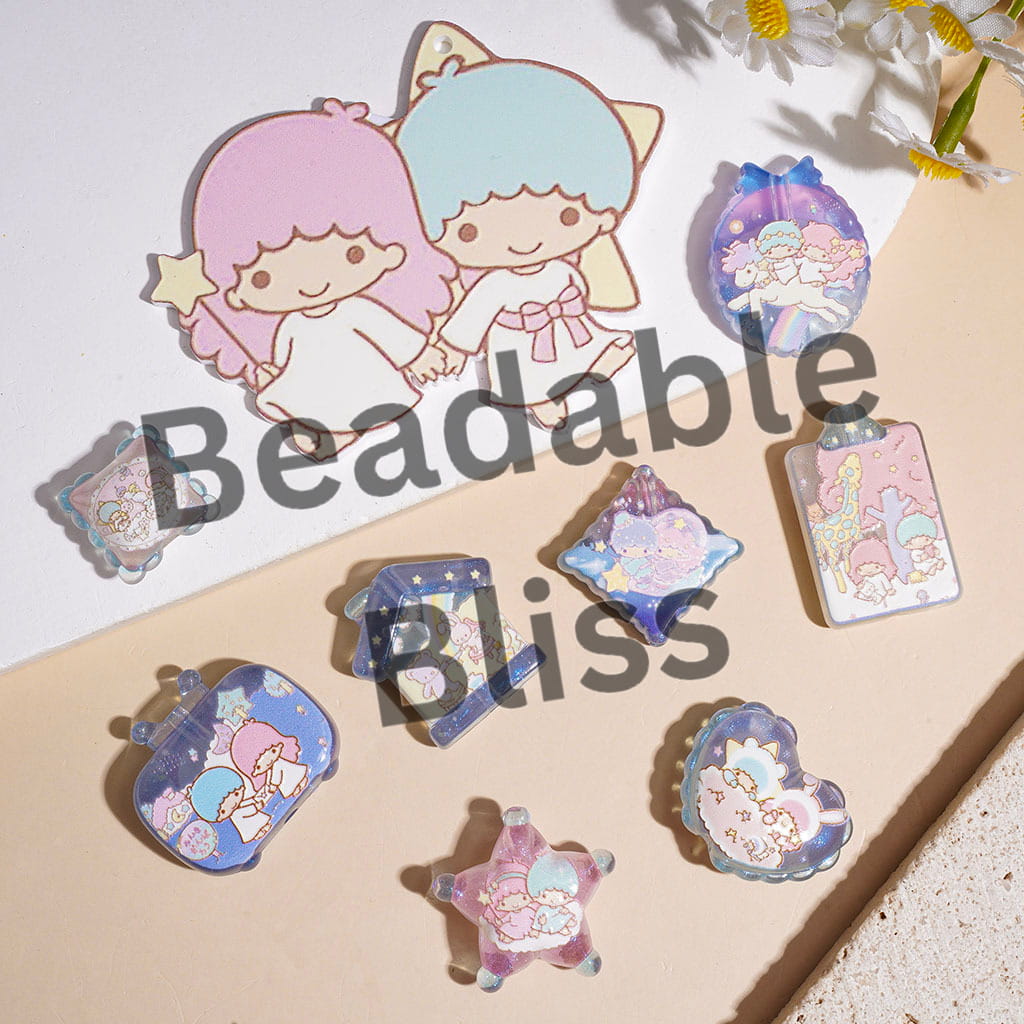 Dreamy Acrylic Beads and Pendants Twin Double Star Fairy Series, Random Mix