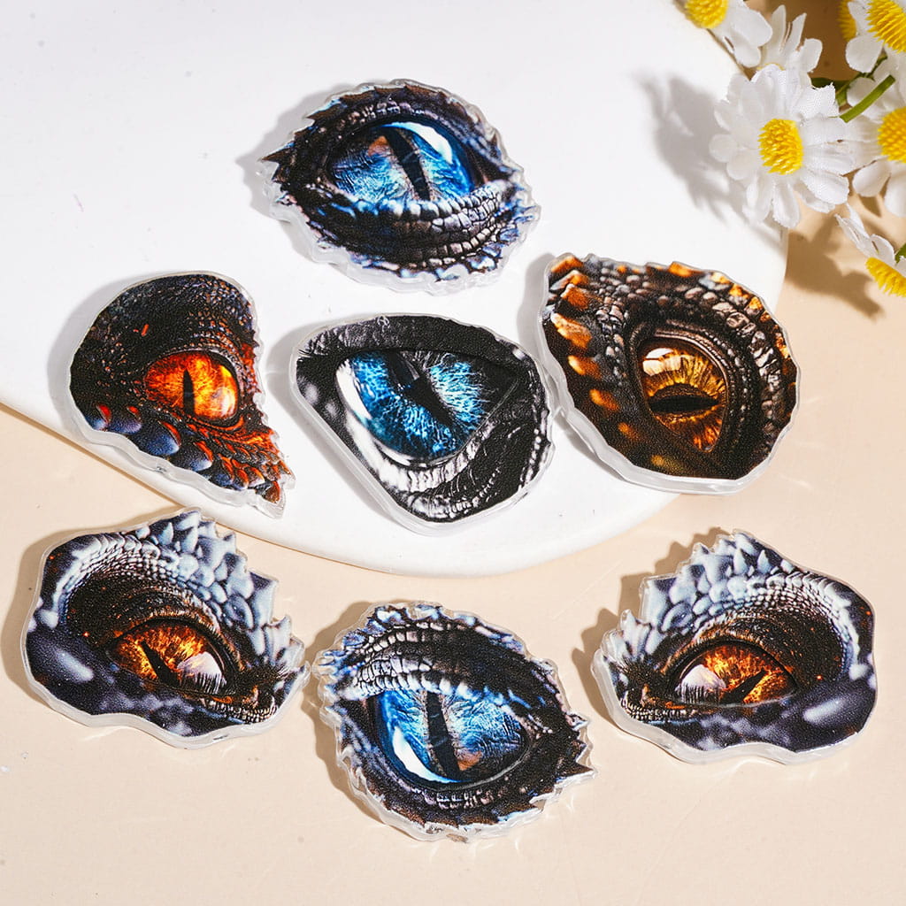 Fierce Dragon Eye Series Acrylic Beads, Random Mix