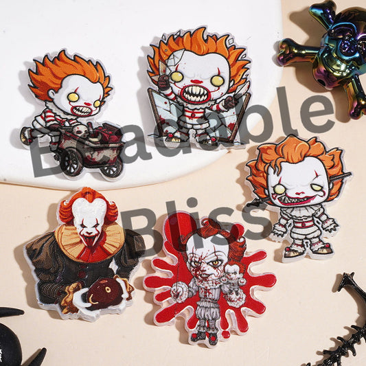 Bloodiness and Violent Scary Clown Character Acrylic Beads, Random Mix