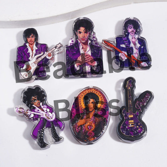 Semi-Clear Acrylic Beads Rock Singer in Purple Series, Random Mix