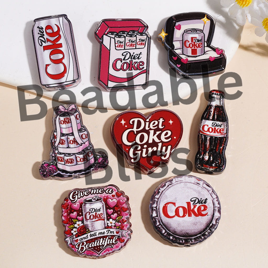 Acrylic Beads Canned and Bottled Soda Carbonated Soft Drink, Random Mix