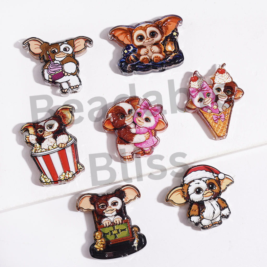 Little Goblin Character Series Acrylic Beads, Semi-Clear, Random Mix