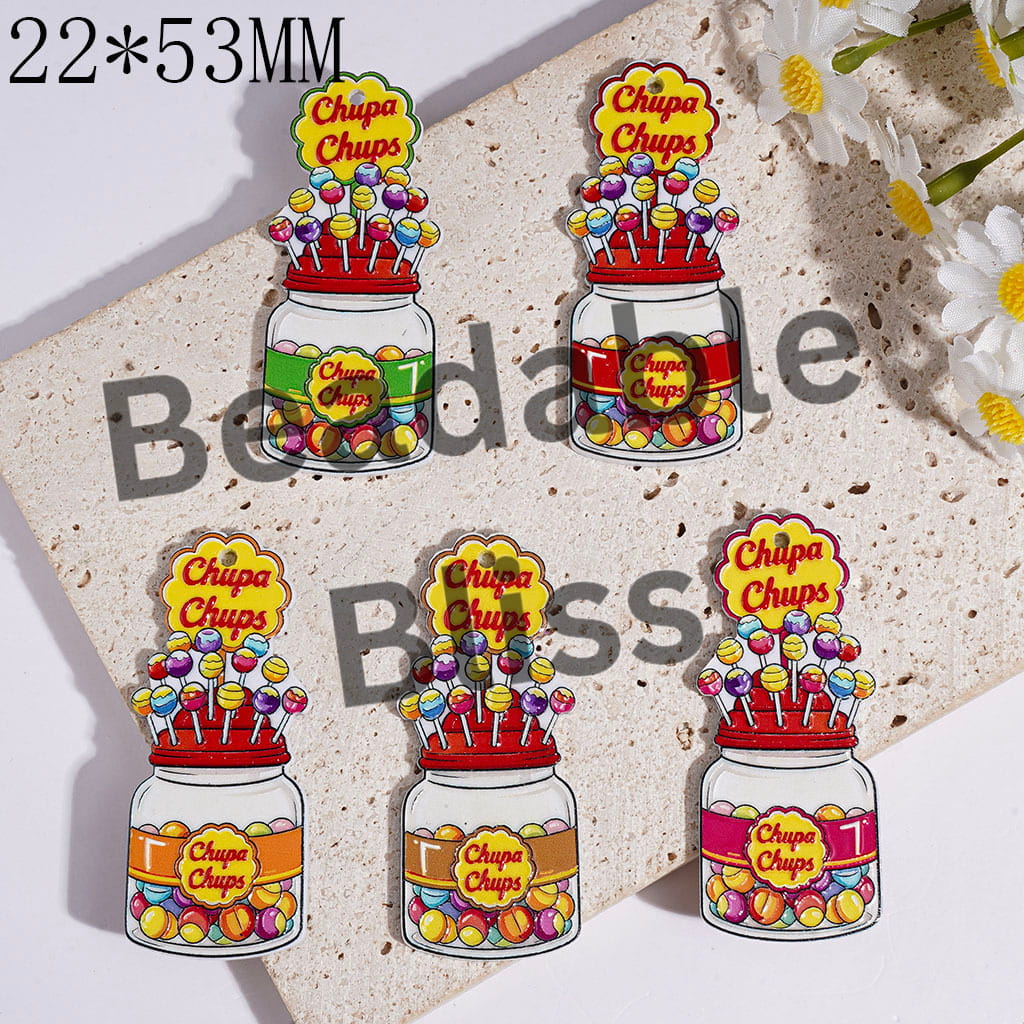 Acrylic Pendants with Lollipop Jar Series, 22*53MM Random Mix