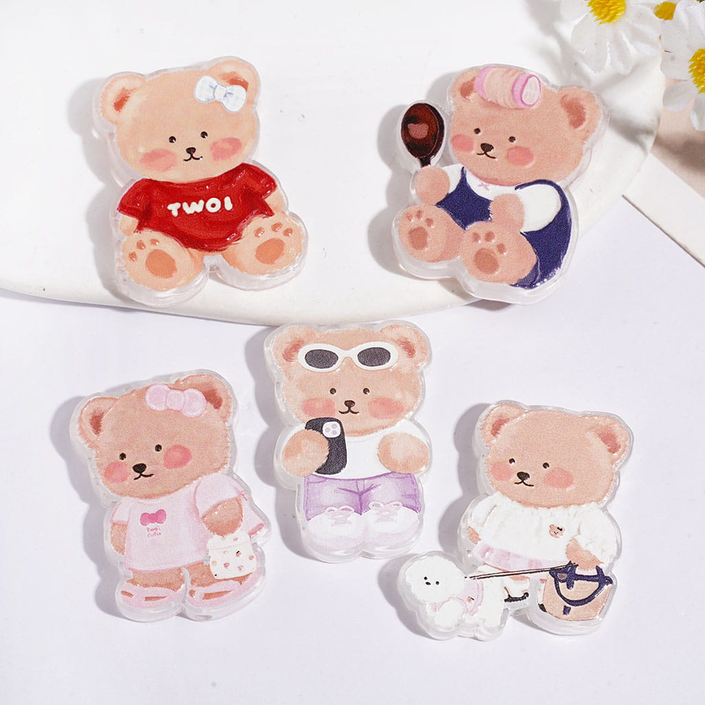 Bear in Various Clothes Acrylic Beads, Random Mix