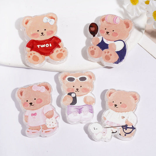 Bear in Various Clothes Acrylic Beads, Random Mix