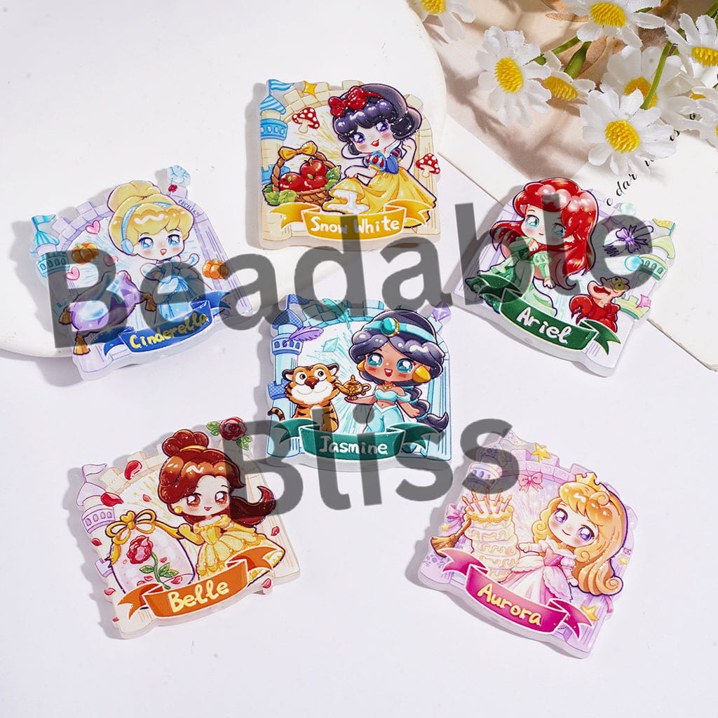 Acrylic Beads Classic Beautiful Princess Character Series, Random Mix