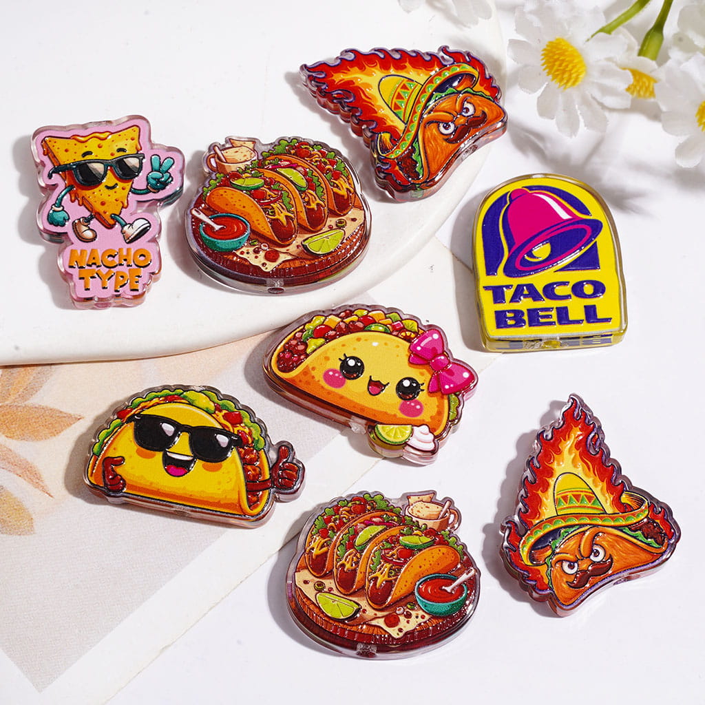 Acrylic Beads Cute Mexico Snacks Fast Food Series, Semi-Clear, Random Mix