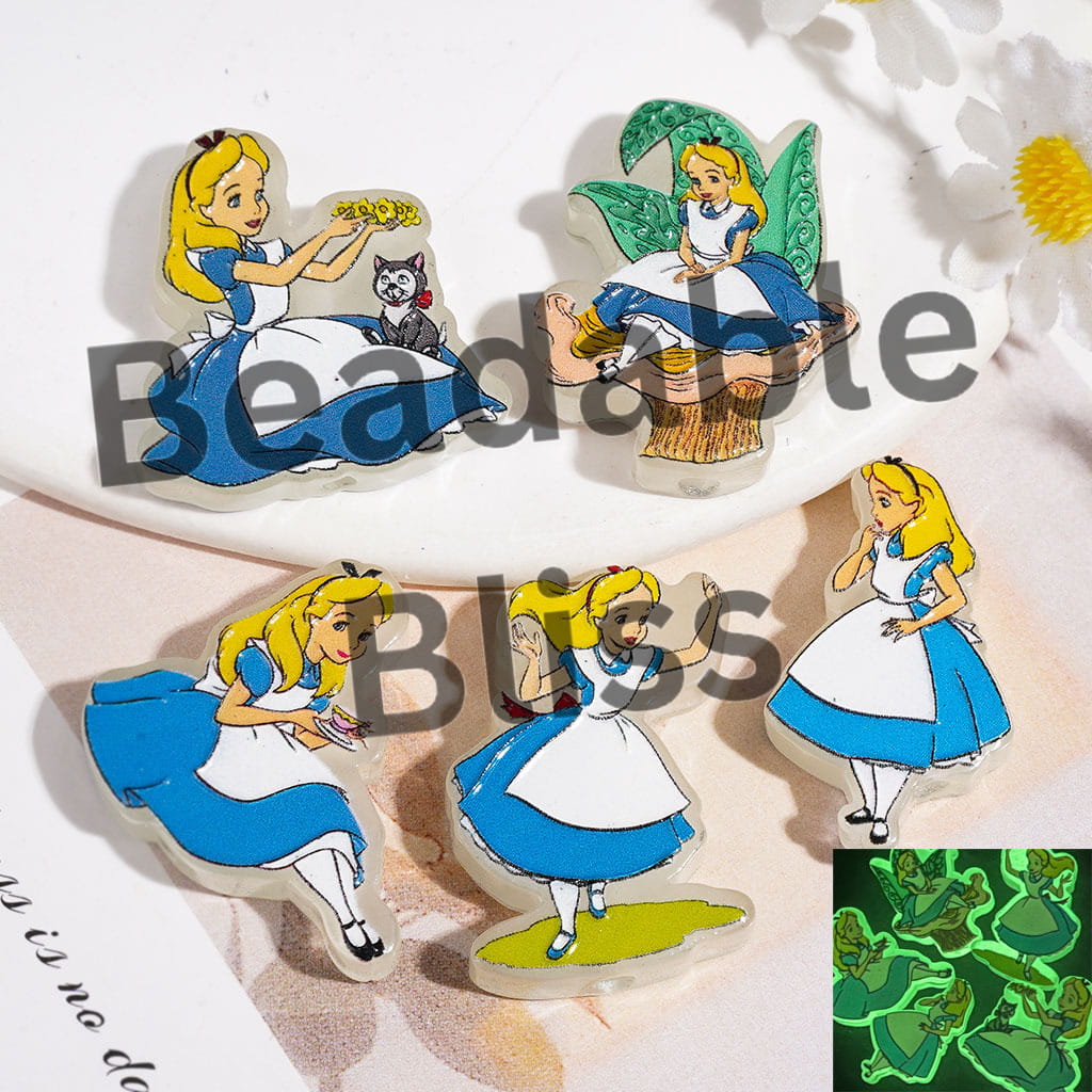 Luminous Girl Into Rabbit Hole Fantasy World Series Acrylic Beads, Random Mix