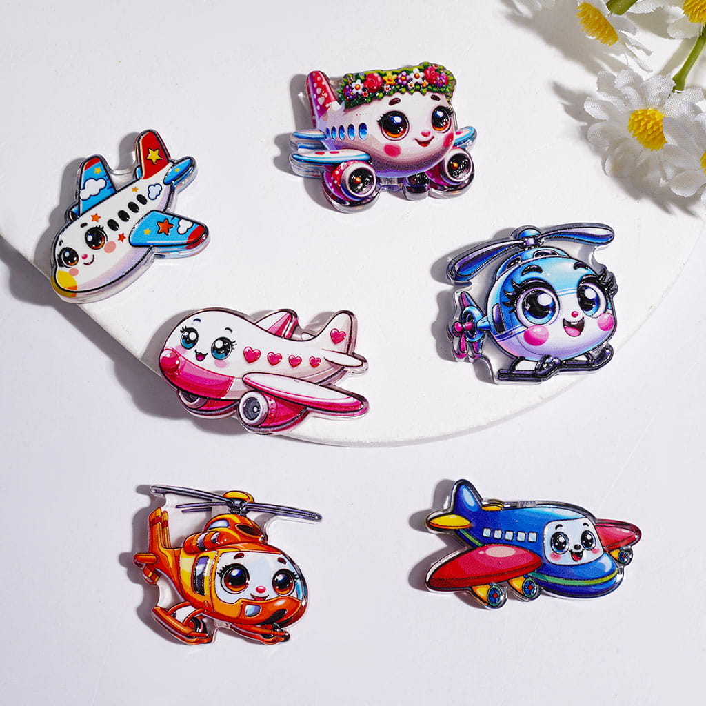 Acrylic Beads with Big Eyes Airport, Semi-Clear, Random Mix