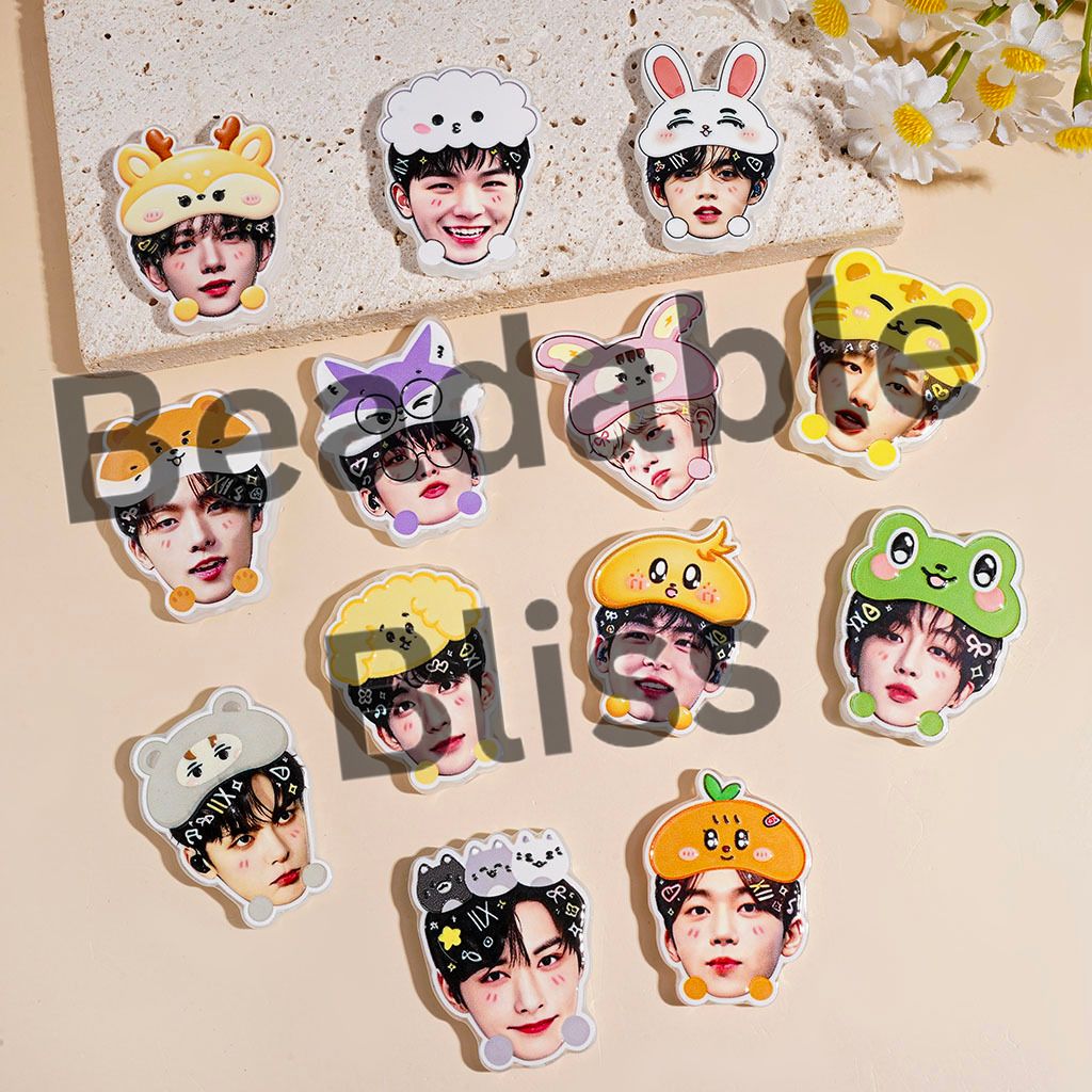 Korea Boy Group Member Image Wearing Diverse Animal Hat Acrylic Beads, Random Mix
